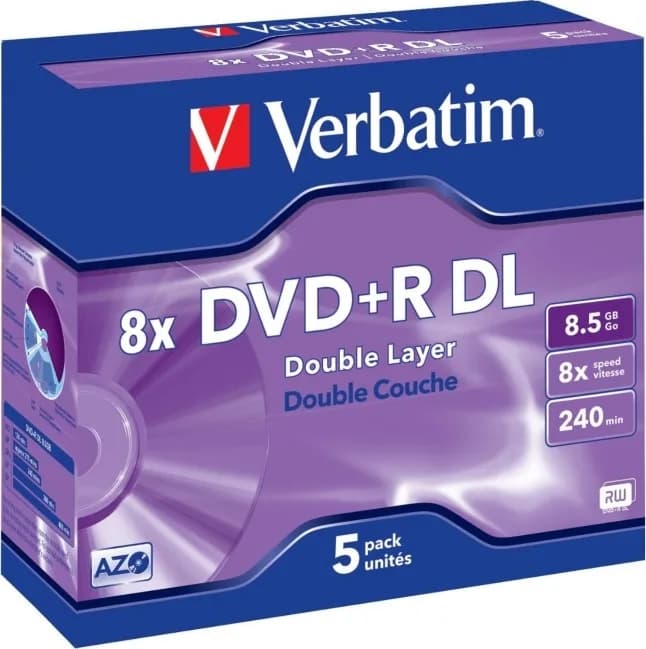 DVD+R VERBATIM 8.5GB, 240min, viteza 8x, Double Layer, 5Pack, Jewel Case, "Matt Silver" "43541" — miniatură