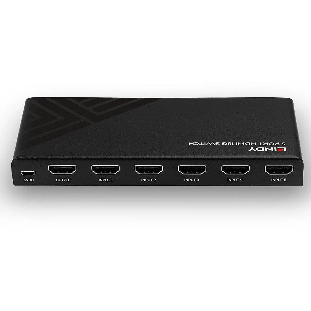 Lindy 5 Port HDMI 18G Switch Technical details Specifications AV Interface: HDMI Interface Standard: HDMI 2.0 Supports Bandwidth: 18Gbps Maximum Resolution: 3840x2160@60Hz 4:4:4 8bit HDCP Support: HDCP 2.2 Supported Audio: Audio Pass-through Separate Audio Ports: - IR Support: 38kHz CEC Support — miniatură