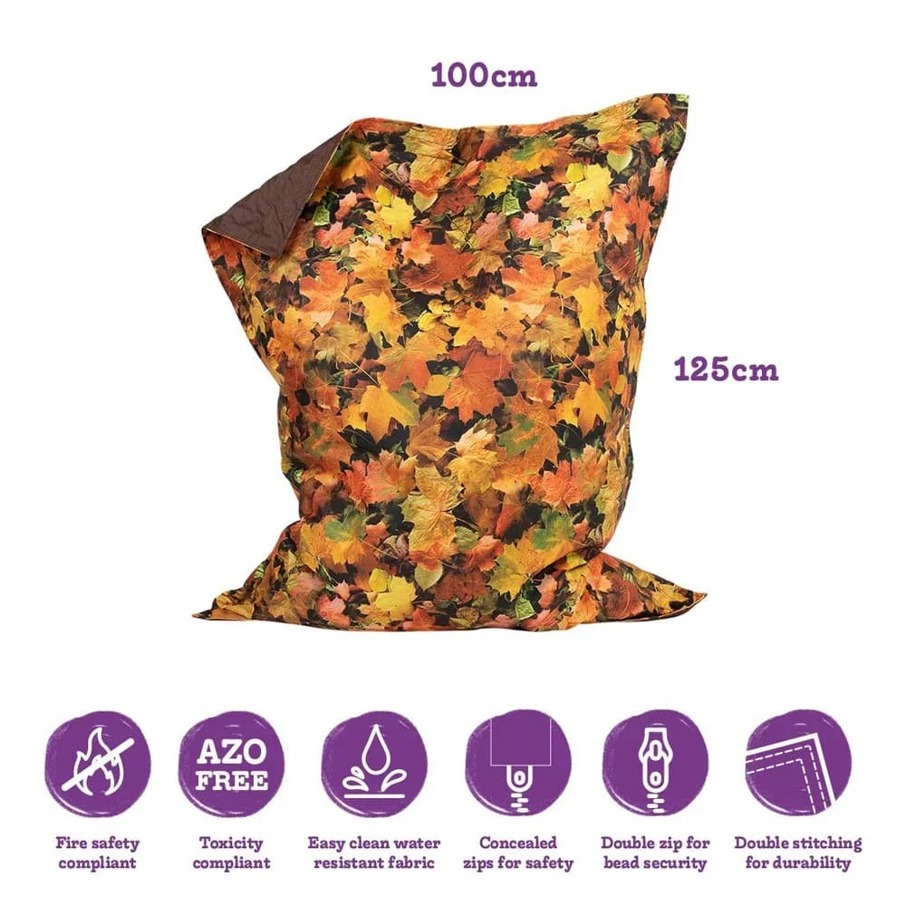 Seninătate sezonieră: Pernă de podea puf cu Frunze de toamnă – 100cm x 125cm — miniatură