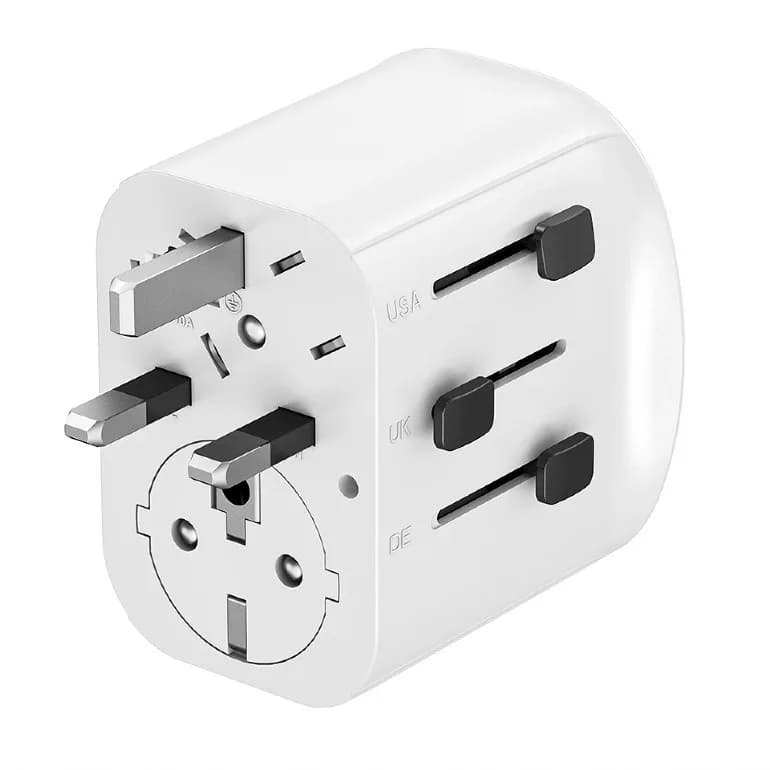 ADAPTOR GEMBIRD, universal, conectori: US/UK/EU/AU, 1x USB Type-C 15W, 2x USB-A 12W, siguranta 10A, max. 2300W, alb, "TPA-EU2A1C15-01-W" — miniatură