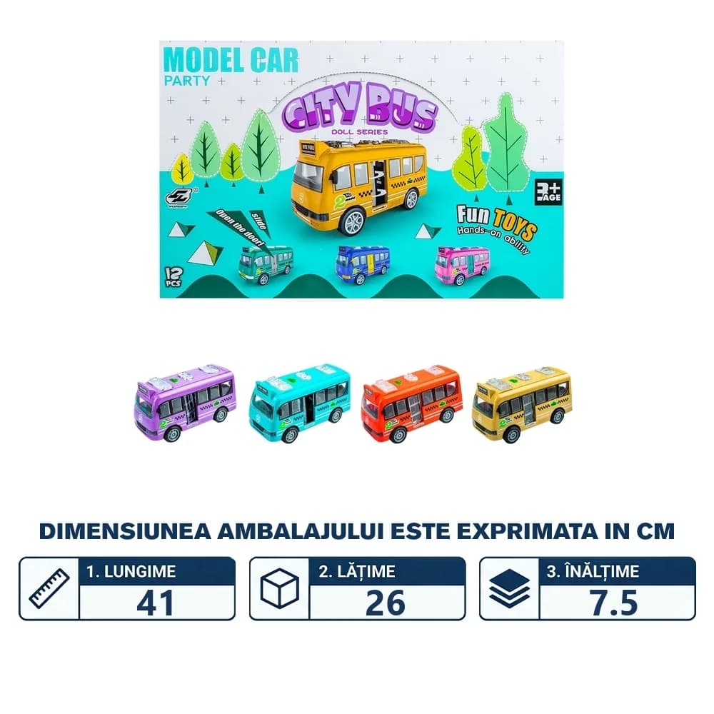 Autobuze cu frictiune, 12 buc/set — miniatură