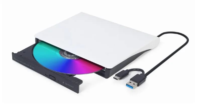 DVD-RW extern, GEMBIRD, interfata USB 2.0 + USB 3.1, negru-alb, "DVD-USB-031-BW"