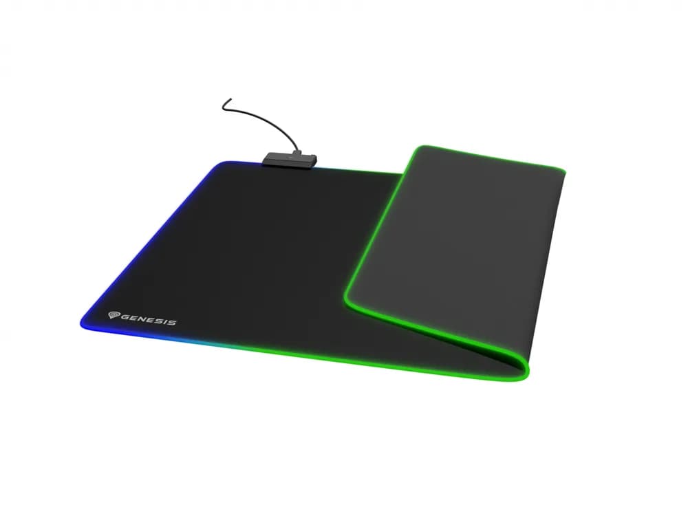 Mousepad Genesis Boron 500 XXL, iluminare RGB, material cauciuc + textil, dimensiuni 800x400x4 mm, negru — miniatură