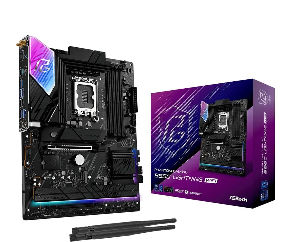 Placa de baza ASRock B860 Lightning WiFi 1851 ATX HDMI/DP/USB-C DDR5 "90-MXBR2-A0UAYZ"