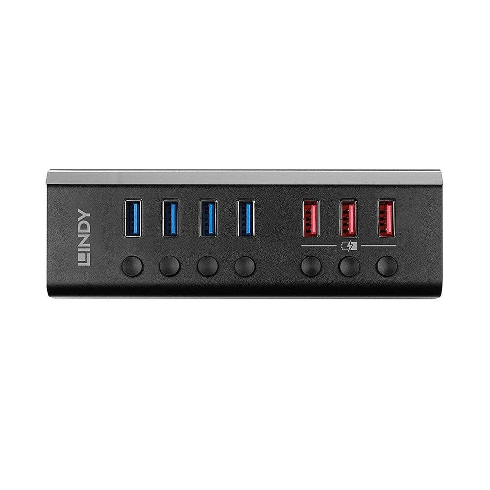 Hub USB LINDY USB-A, 8 porturi, Negru — miniatură