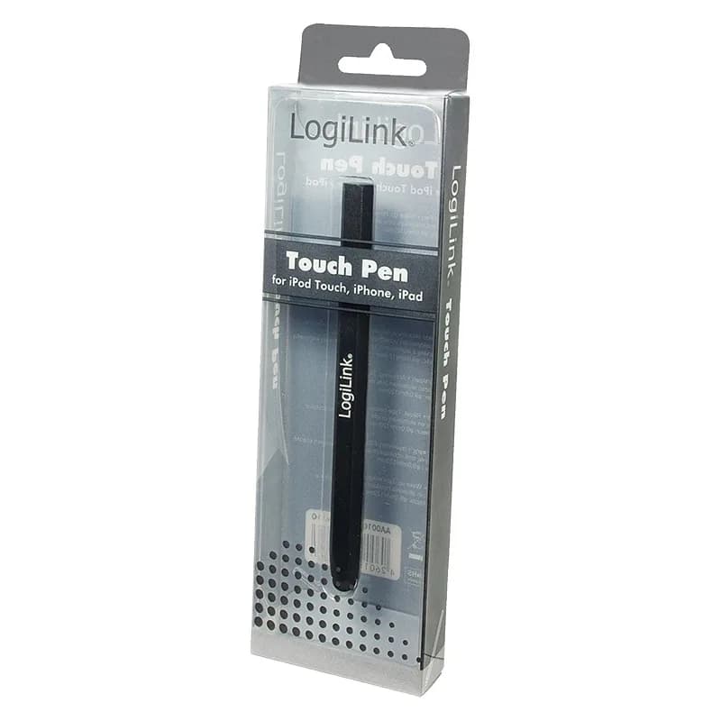 TOUCH PEN LOGILINK, pt. tablete si smartphone, varf din cauciuc, forma hexagonala, aluminiu, negru, "AA0010" — miniatură