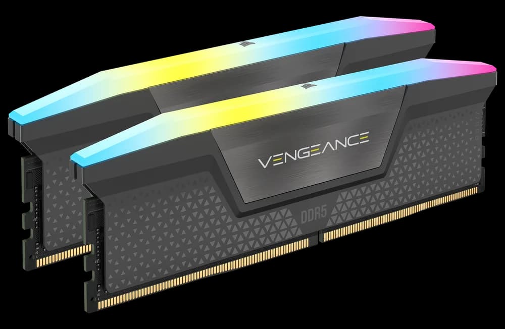 Corsair Memorie DDR5, 64GB, KIT 2x32GB, 5600 MT/s, CL40, 1.25V, Gri, RGB, Vengeance "CMH64GX5M2D5600Z40" — miniatură