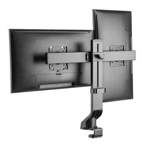 Suport monitor de birou Neomounts FPMA-D860DBLACK; pentru display-uri cu diagonale 10"-27", sistem de prindere VESA 75x75~100x100, suporta 2 ecrane, greutate maxima suportata 7kg per ecran, full motion, tilt +10°, -10°, swivel +10°, -10°, +180°, -180°; gas spring; culoare negru. — miniatură