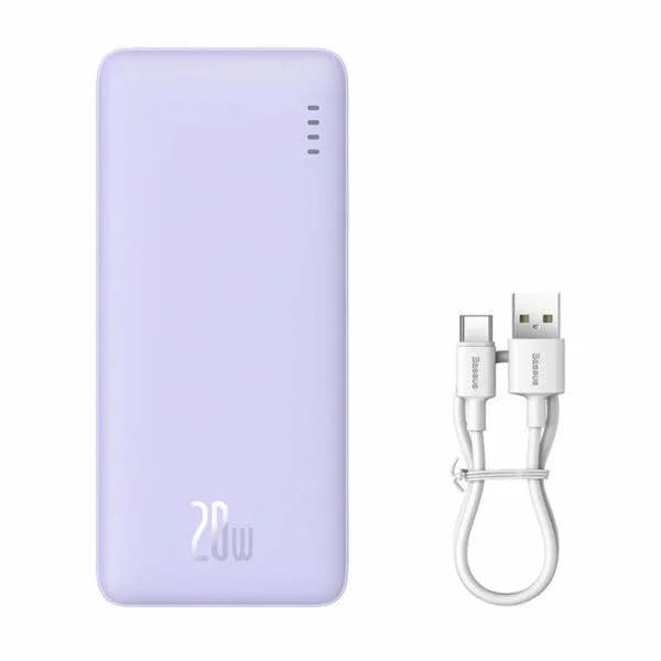 Baterie externa Baseus Airpow, 10000mAh, 20W, 1 x USB; 1 x USB Type-C,total 3A, violet