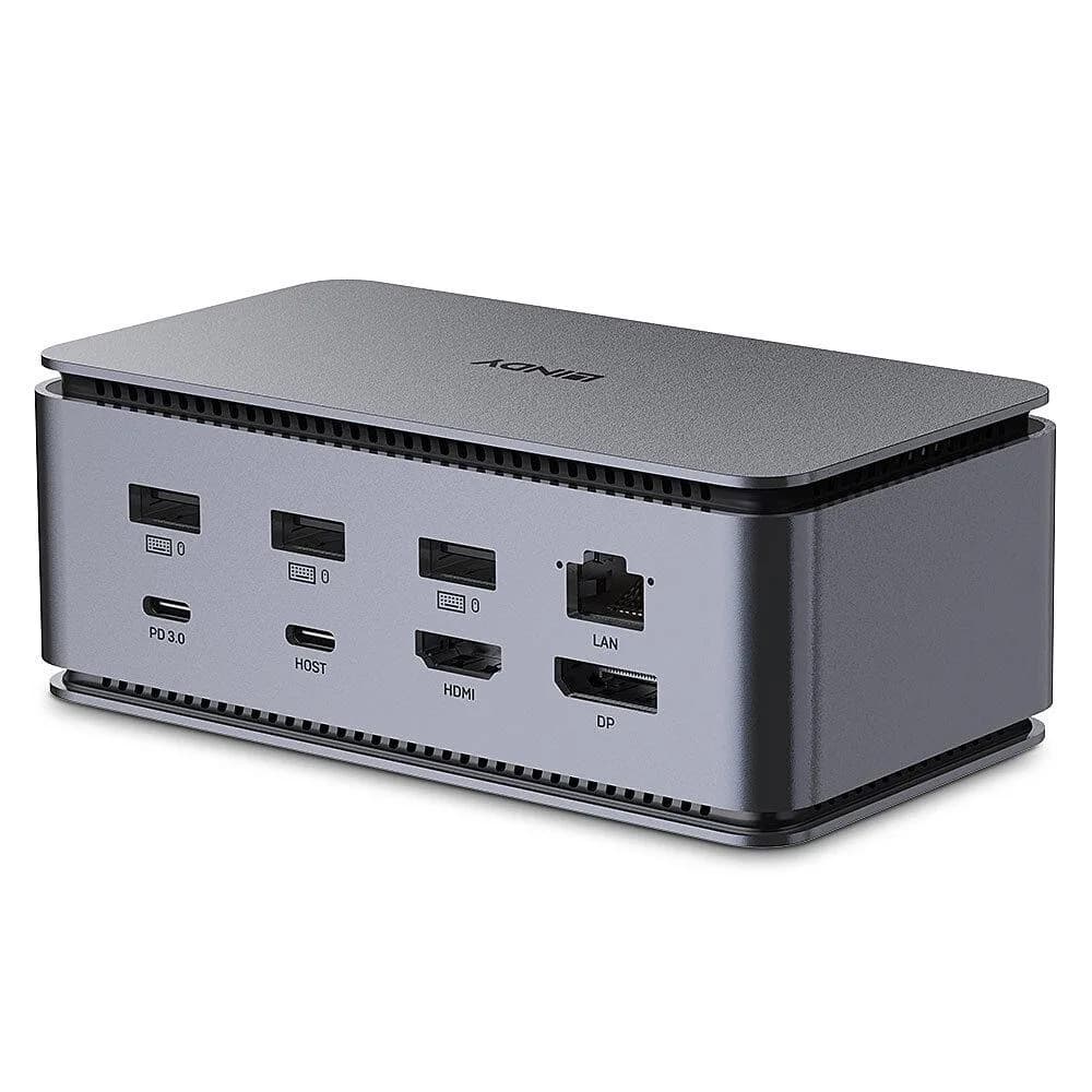 Docking station Lindy DST-Pro USB4, USB Type-C, 100W, Gri — miniatură