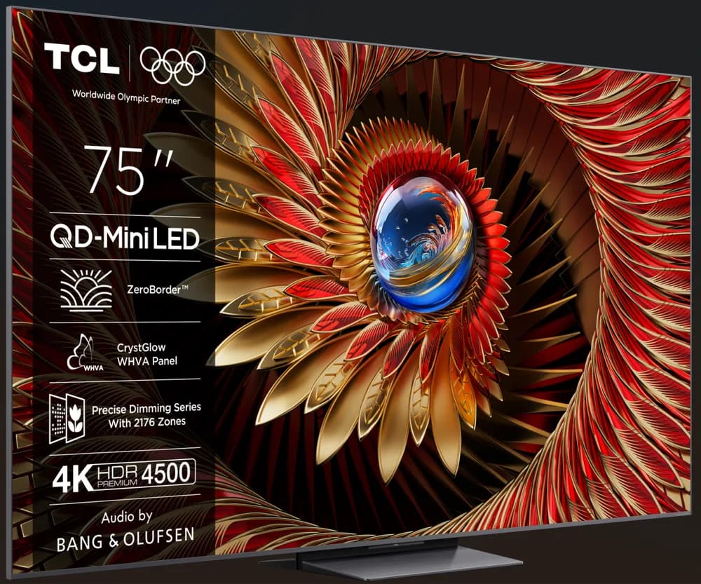 Televizor TCL QD-MiniLED 75Q8C, 189 cm, Smart Google TV, 4K Ultra HD, 144Hz, Bang & Olufsen — miniatură