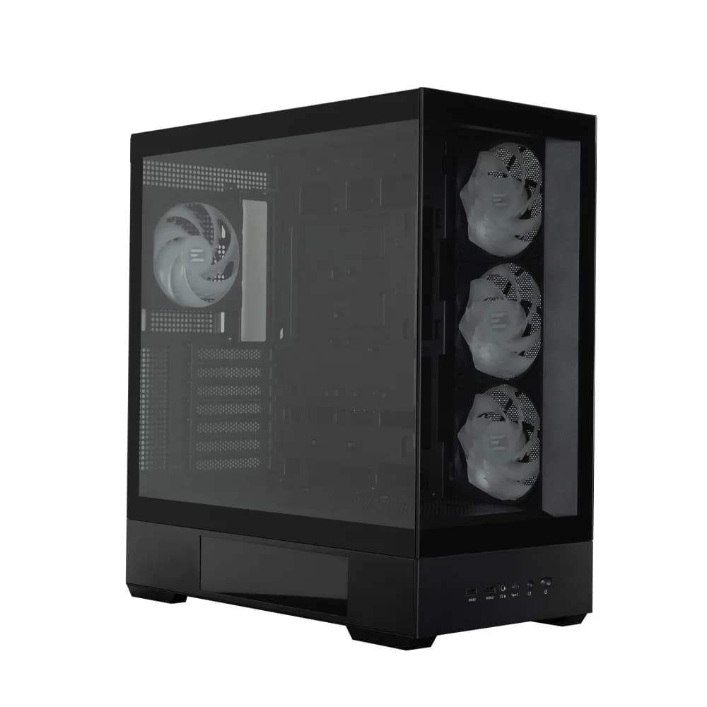 CARCASA Zalman "P40 DS", middle tower, gaming, fara sursa, suporta 10xfan, 4xfan inclus, PSU shroud, display 9.1inch, USB Type-C x 1, USB 3.1 gen1 x 2, audio+mic, negru, "P40 DS Black" — miniatură