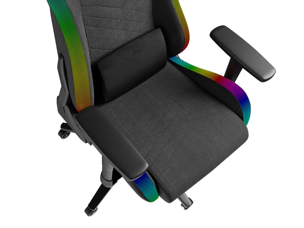 Scaun gaming Genesis TRIT 660, material textil, iluminare RGB, suporta pana la 150 kg, inaltime reglabila, spatar ajustabil, gri — miniatură