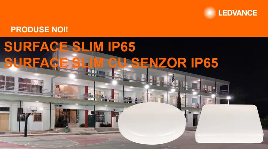Plafoniera LED pentru exterior cu senzor de miscare Ledvance SURFACE SLIM SQUARE 350, 35W, 3680 lm, lumina neutra (4000K), IP65/IK10, 350x350x55mm, Alb — miniatură