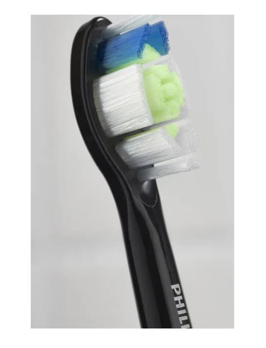 Rezerve PHILIPS Sonicare Optimal White HX6062/88, Pachet de 2 capete de periere, Standard, Click-on, Sincronizarea modurilor BrushSync, Negru, L x A x I (mm) 60x25.7x230.5 — miniatură