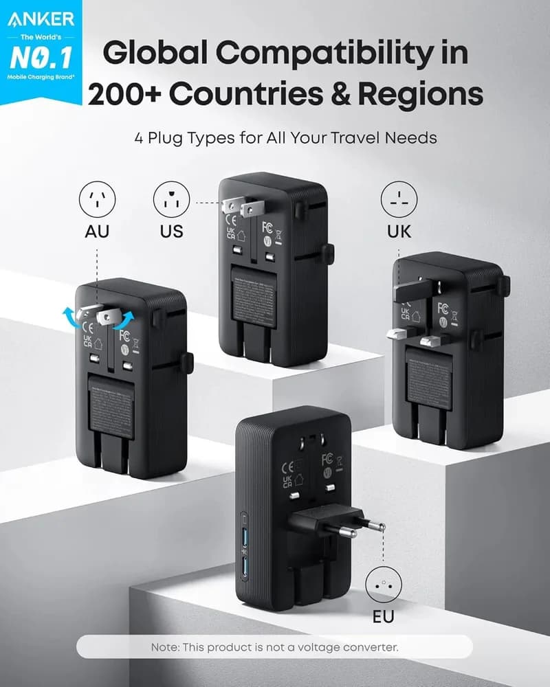 ALIMENTATOR SmartPhone la 220V Anker Anker Nano Travel Adapter (5-in-1, 20W) (H)Offline - UN (excluded CN, Europe) Black 1 "A9215H11" — miniatură