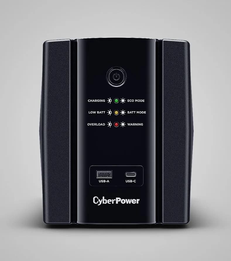 UPS CYBER POWER Line Int. cu manag,1500VA/ 900W,AVR,4xShucko,LED,2x 12 V/7.5Ah,Backup 60-90 min,incarc. 8h,con. USB,combo RJ45,charg USB-A/ USB-C,GreenP,"UT1500EG" — miniatură