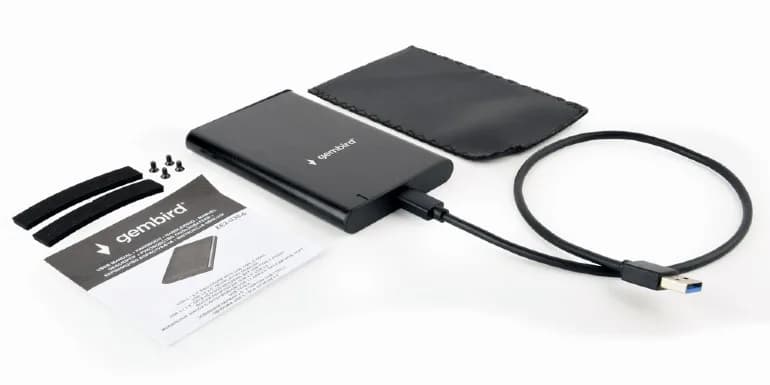 RACK extern GEMBIRD, pt HDD/SSD, 2.5 inch, S-ATA, interfata PC Type-C, aluminiu, negru, "EE2-U3S-6" — miniatură