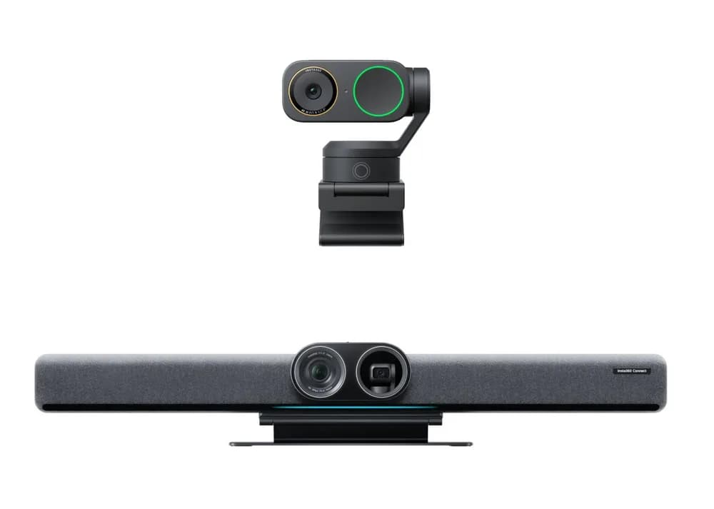Pachet videoconferință Insta360 Connect + 1x Link 2 negru – 4K AI, pentru săli medii și mari de conferință
