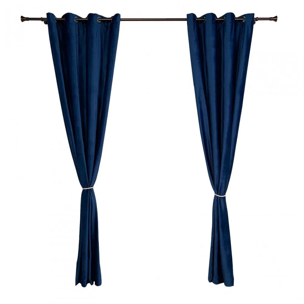 Set 2 draperii catifea 140x270 cm- Albastre — miniatură