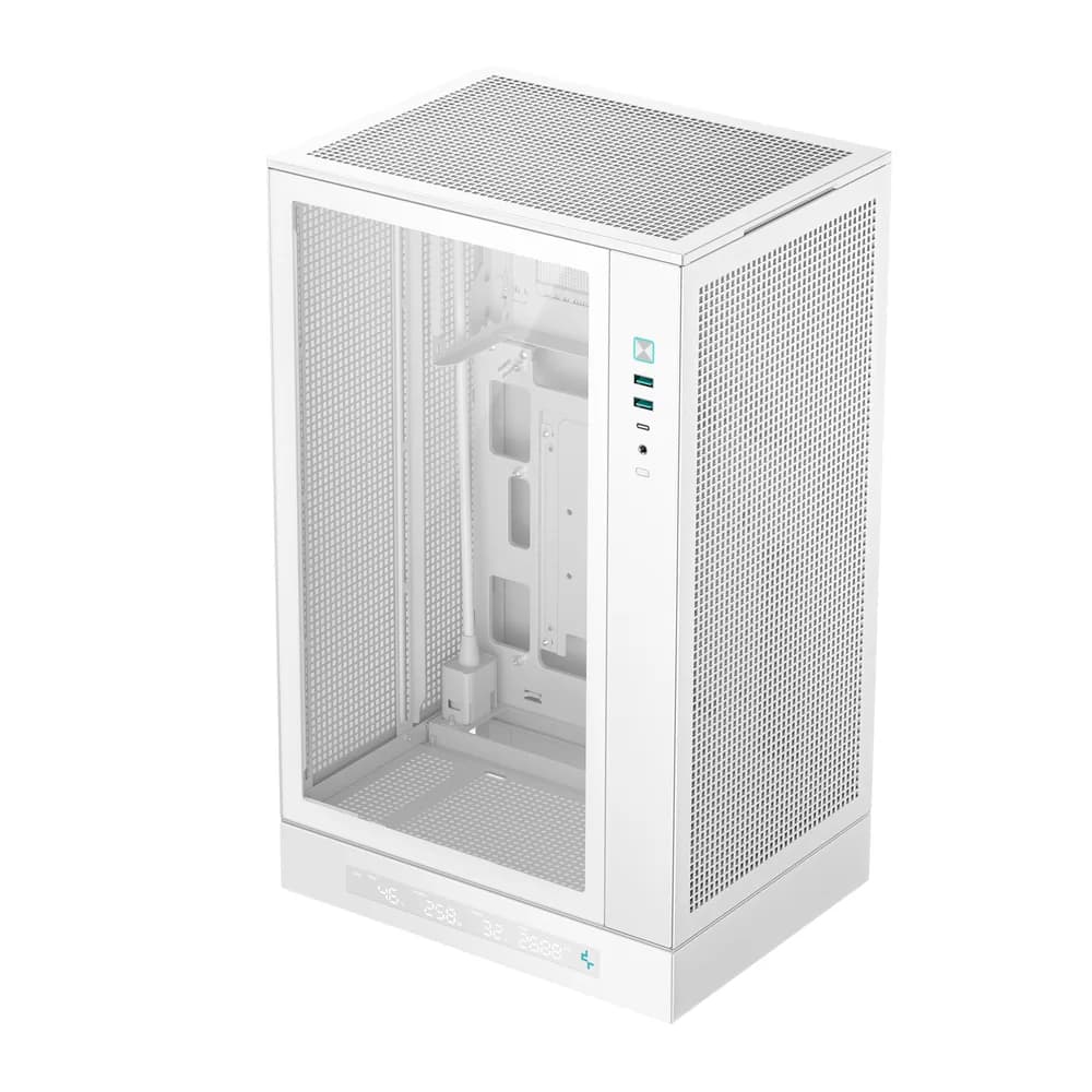 CARCASA DeepCool "CH270 DIGITAL WH", mini tower, gaming, fara sursa, suporta 6xfan, USB Type-C x 1, USB 3.2 gen 1 x 2, audio+mic, 4 sloturi expansiune, negru, "R-CH270-WHNDM0-G-1"