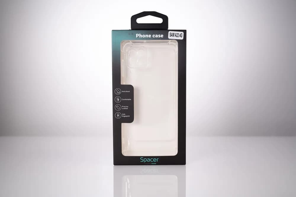 Husa Samsung Galaxy A22 4G Spacer, transparenta, grosime 1.5mm, protectie suplimentara antisoc la colturi, material flexibil TPU "SPPC-SM-GX-A224G-CLR" — miniatură