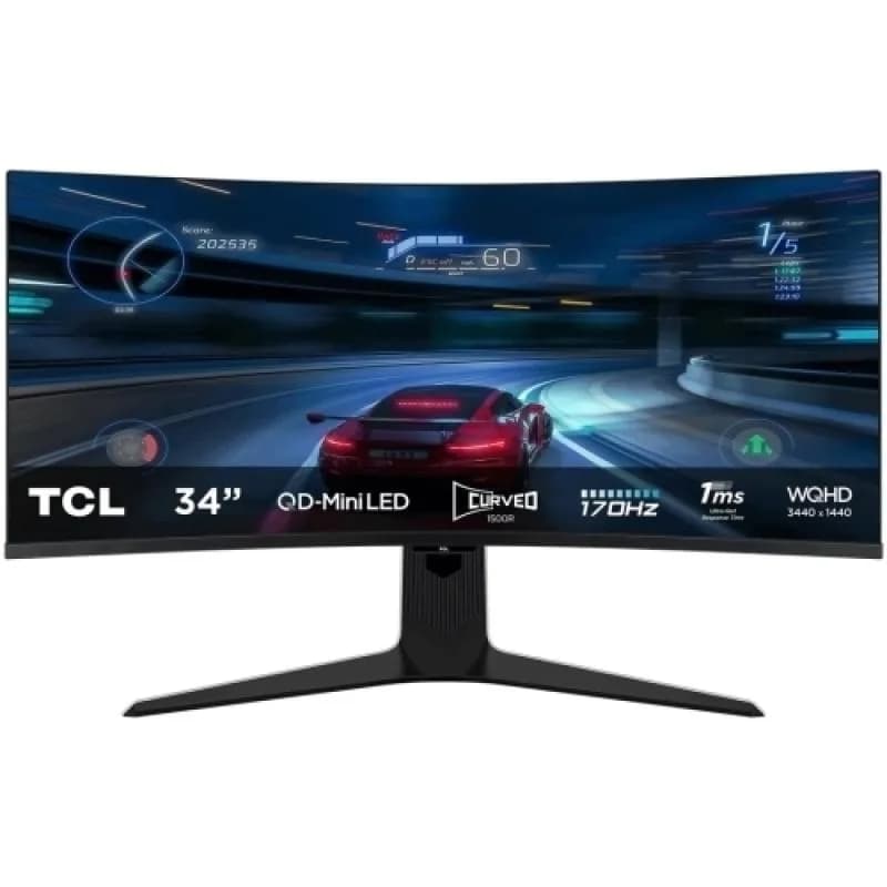 Monitor Consumer TCL 34R83Q, 34", 3440 x 1440 pixeli, Negru-Alb