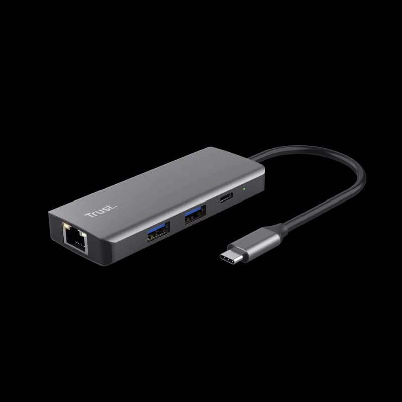 Hub USB Trust Dalyx, USB-C, 6 porturi, HDMI, RJ-45, Argintiu