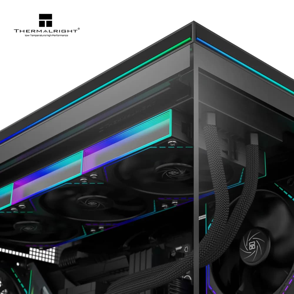 CARCASA Thermalright "TL-M10 Vision Black FAN4-C", mid tower, sticla securizata, ecran LCD 9.16", fara PSU, 4 x fan incluse (3x TL-C12RB-S V2 + 1x TL-C12C-S 120mm), H max cooler 185mm, USB-C, 2x USB 3.0, negru, ARGB, "TL-M10 Vision Black FAN4-C" (tim — miniatură