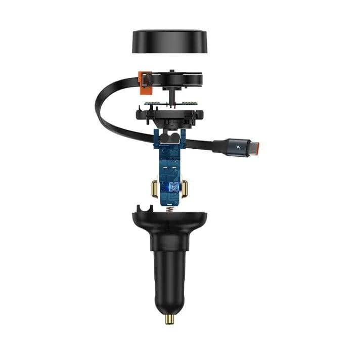 INCARCATOR auto Baseus Enjoyment Pro, 1 x USB Type-C cablu retractabil, 1 x USB, total output 60W, pt. bricheta auto, negru "C00057800111-00" - 6932172635817 — miniatură