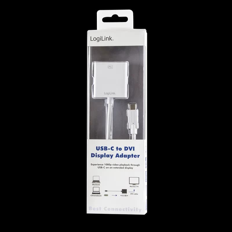 ADAPTOR video LOGILINK, adaptor USB-C (T) la DVI-I DL (M) 24+5pin, 0.15m, conectori nichelati, rezolutie maxima Full HD (1920 x 1200), plastic, dublu ecranaj, alb, "UA0245A" — miniatură