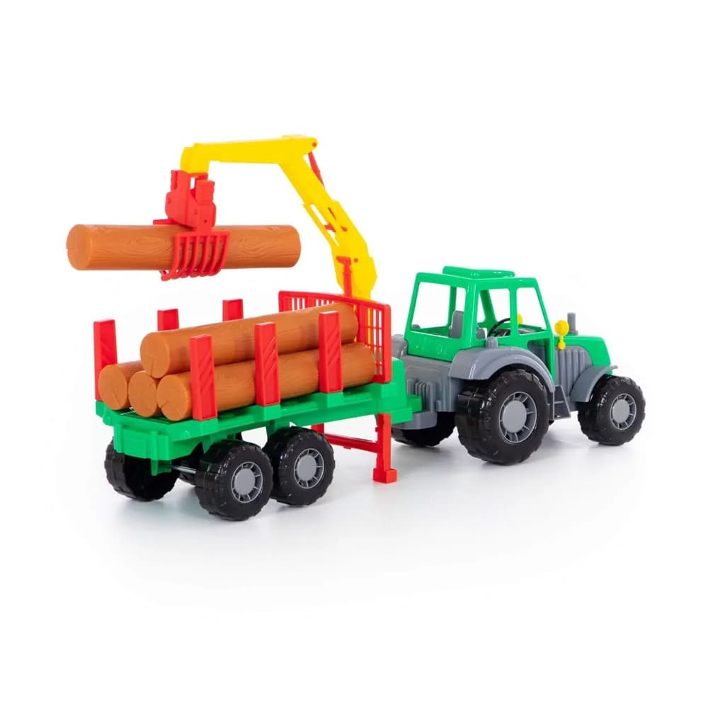 Tractor cu remorca + lemne - Altay, 61x17x25 cm, Polesie — miniatură