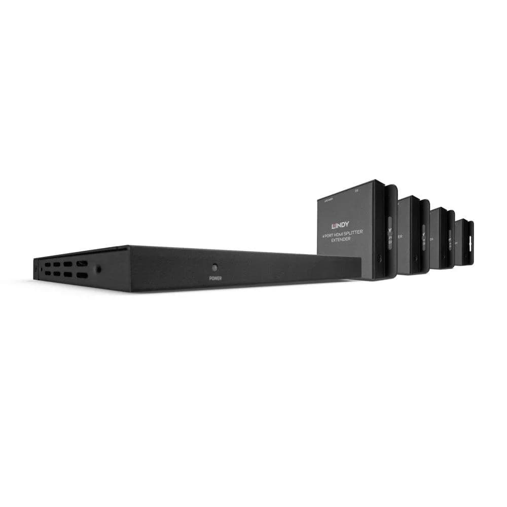Lindy 50m Cat.6 4 Port HDMI & IR Splitter Extender with Loop Out Description An advanced Splitter Extender that extends and distributes HDMI & IR signals to 4 displays at distances of up to 50m Supports resolutions up to Full HD 1920x1080 @60Hz 4:4:4 8bit, including 3D Features a loop-through HDMI