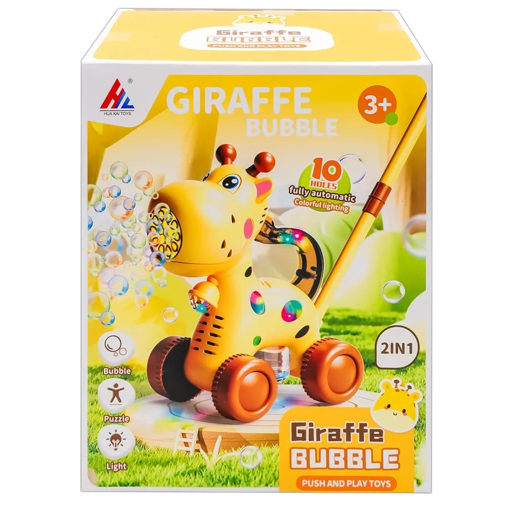 Jucarie de impins cu baloane de sapun, baterii, Girafa — miniatură