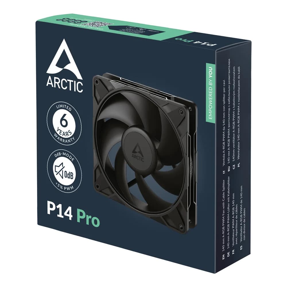 Ventilator Arctic "P14 Pro", 140mm, 400 - 2500 rpm, FDB, 110 cfm, 4-Pin Fan Plug, negru, "ACFAN00313A" — miniatură