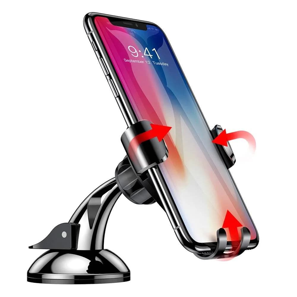 SUPORT AUTO Baseus Osculum pt. SmartPhone, fixare parbriz sau bord prin ventuza, negru + argintiu "SUYL-XP0S" - 6953156268777 — miniatură