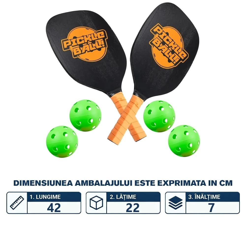 Palete pickle ball in husa, 2 buc/set + 4 mingi — miniatură