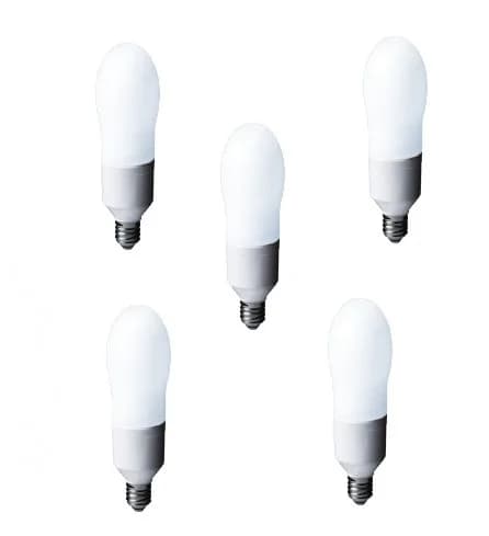 SET 5 becuri fluorescent Panasonic, soclu E27, putere 24W, forma oval, lumina alb calda, alimentare 220 - 240 V, "EFA24E282V-5"