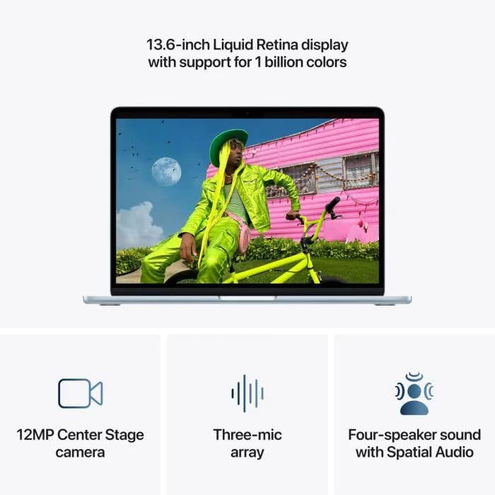 MacBook Air 15.3" Retina/Apple M5 (CPU 10-core, GPU 10-core, NeuralEngine16-core)/16GB/1TB - Sky Blue - INT KB (No Adapter) - 2026 — miniatură