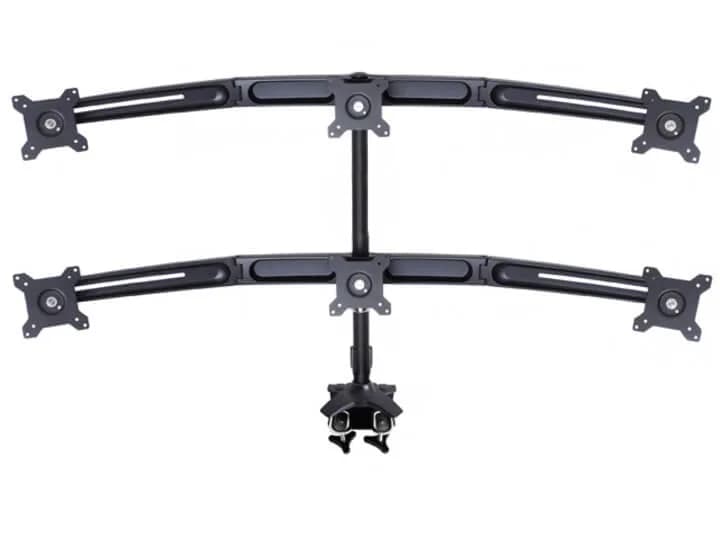 Suport pentru 6 monitoare /LCD birou Multibrackets,15"-24", negru, cu clema prindere pe birou