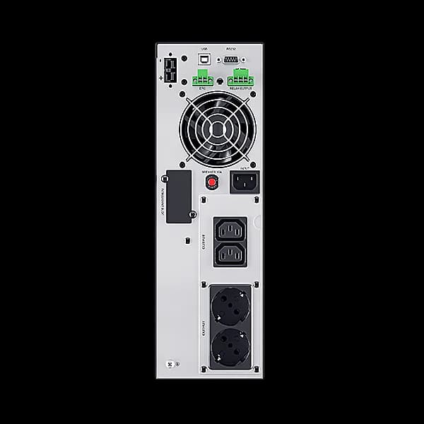 UPS CYBER POWER Online dubla conversie cu Sinusoida Pura, slim tower, 2000VA 1800W, 2xIEC C13 2xSchuko, 4x 12V/9Ah, USB,RS232, Slot SNMP, GreenP, seria OLS, "OLS2KECR" — miniatură