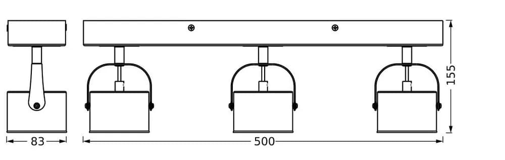 Spot LED triplu ajustabil Ledvance DECOR JUPITER, 16.5W, 1500 lm, lumina calda (3000K), IP20, 500x155x83mm, metal/policarbonat, Argintiu — miniatură
