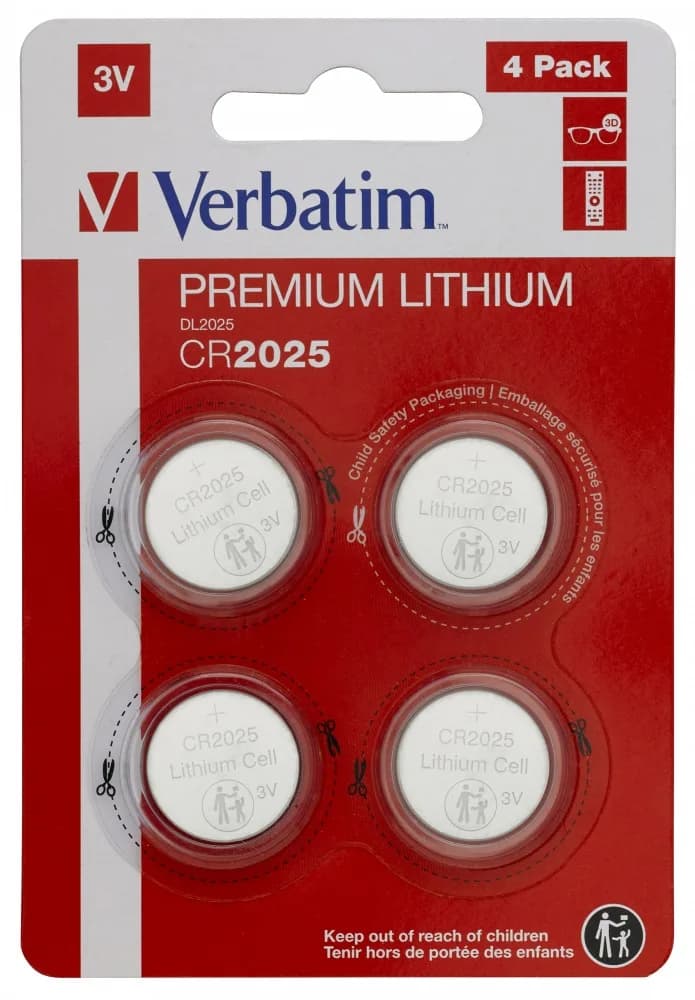 BATERIE VERBATIM, butoni (CR2025), 3V litiu, 4 buc., "49532"