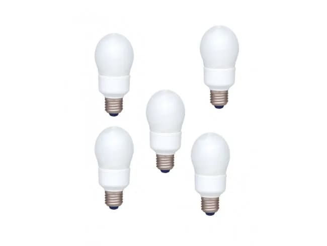 SET 5 becuri fluorescent Panasonic, soclu E27, putere 13W, forma oval, lumina alb rece, alimentare 220 - 240 V, "EFA13E672V-5"