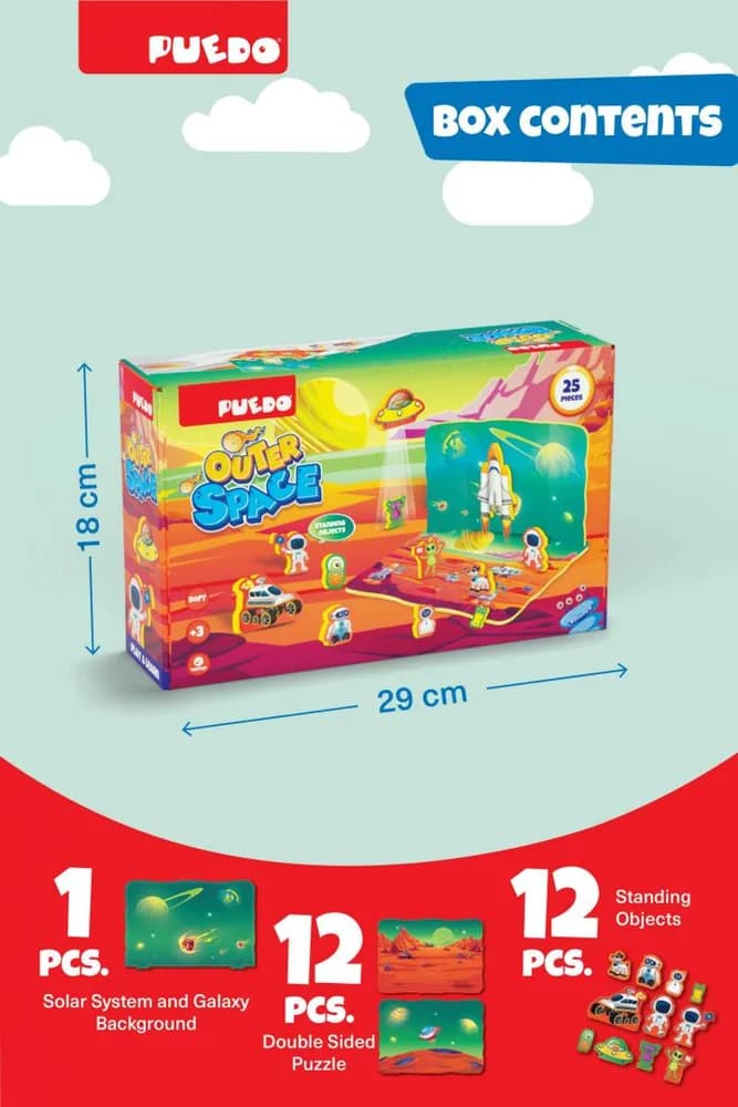 PUZZLE DIN SPUMA EVA, SPATIUL COSMIC, 25 PIESE, PUEDO — miniatură