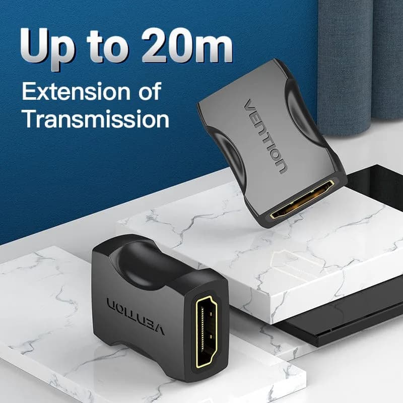 Adaptor video Vention, cupla HDMI (M) la HDMI (M), rezolutie 4K la 60Hz, bidirectional, conectori auriti, negru, "AIRB0-2" - 6922794747968 — miniatură