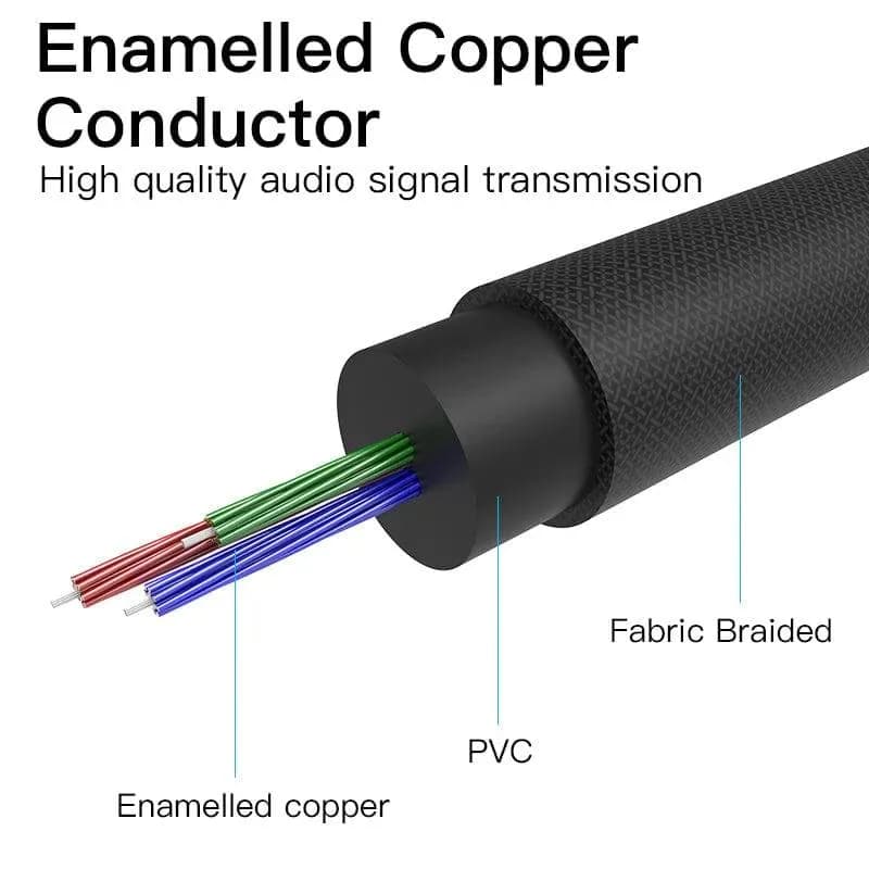 Cablu audio Vention, Jack 3.5mm (T) la Jack 3.5mm (T), 0.5m, conectori auriti, negru, "BAGBD" — miniatură