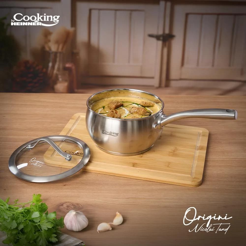 CASEROLA INOX+ CAPAC 16X9 CM, 1.8 L, NICOLAI TAND, ORIGINI, COOKING BY HEINNER — miniatură