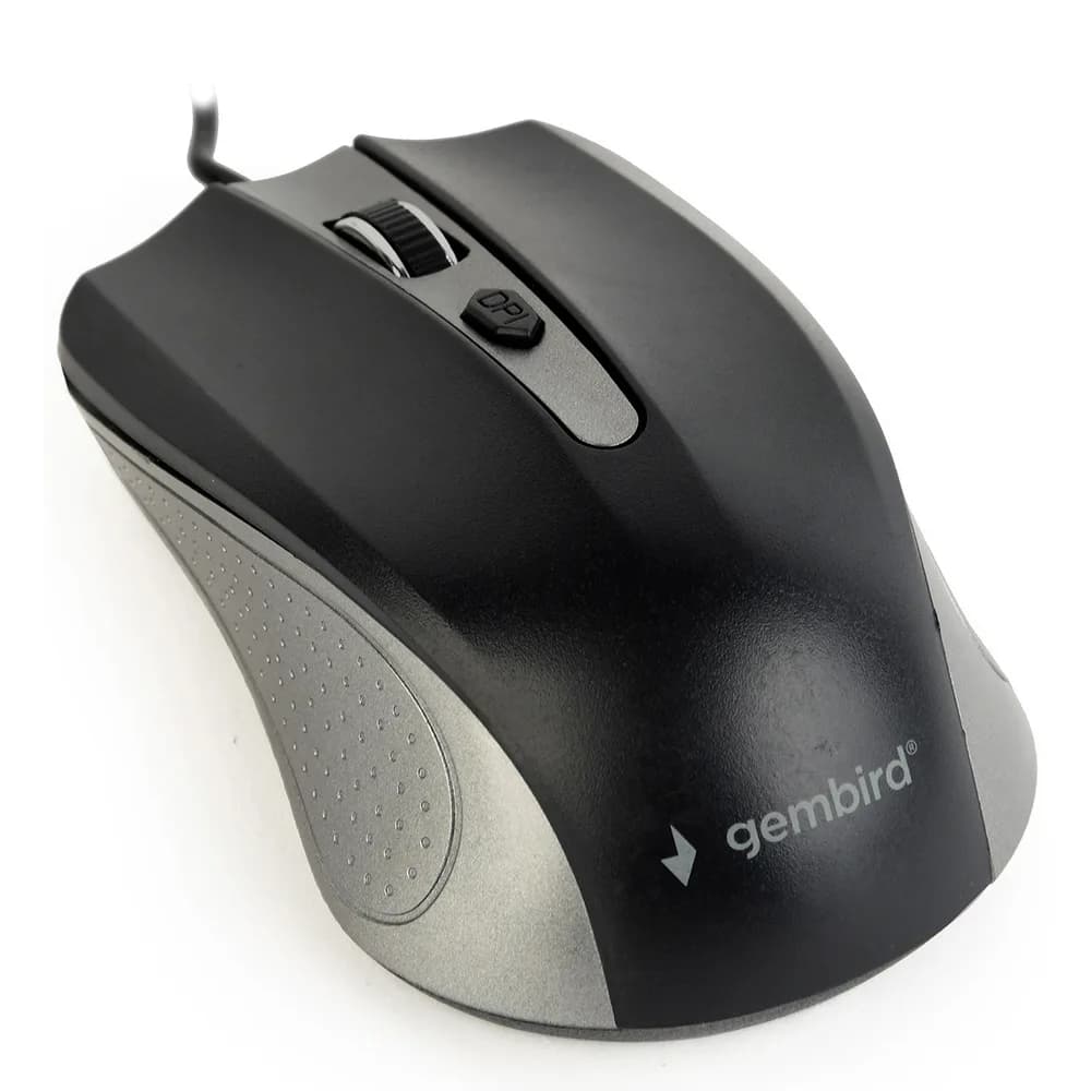 MOUSE GEMBIRD, PC sau NB, cu fir, USB, optic, 1200 dpi, butoane/scroll 4/1, negru / gri, "MUS-4B-01-GB"