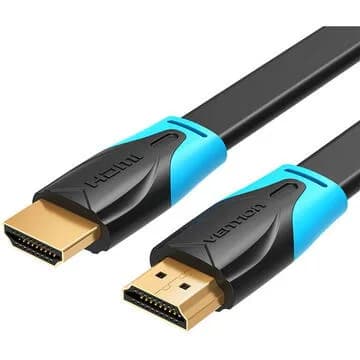 Cablu video Vention, HDMI(T) la HDMI(T), 2m, rezolutie maxima 4K la 60Hz, conectori auriti, cupru, plat, invelis PVC, negru, "VAA-B02-L200" - 6922794719989